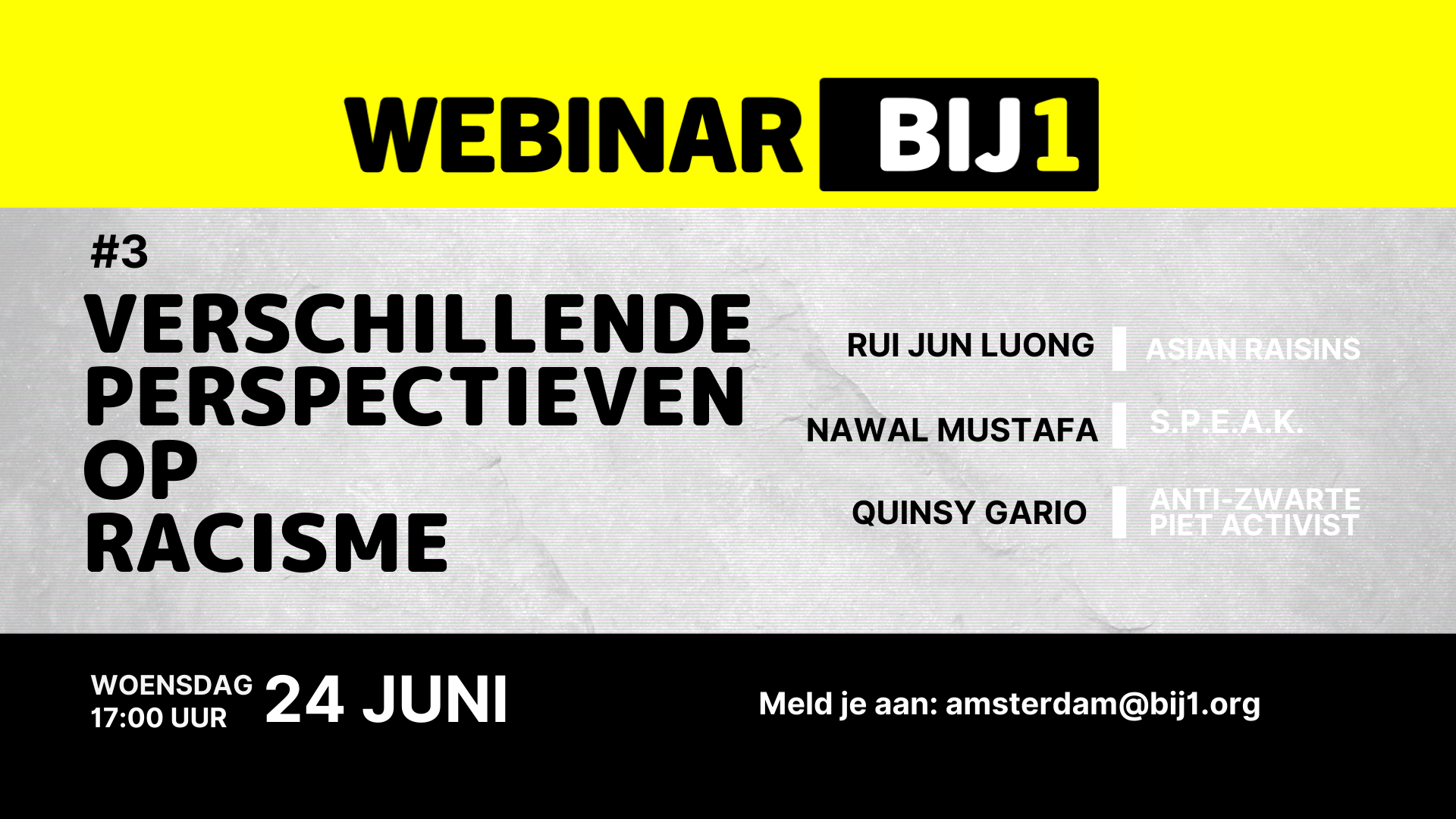 Webinar: Verschillende perspectieven op racisme met Rui Jun Luong, Nawal Mustafa en Quinsy Gario