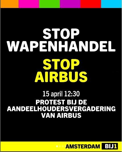 15 april actie bij Airbus, het grootste wapenbedrijf van Europa